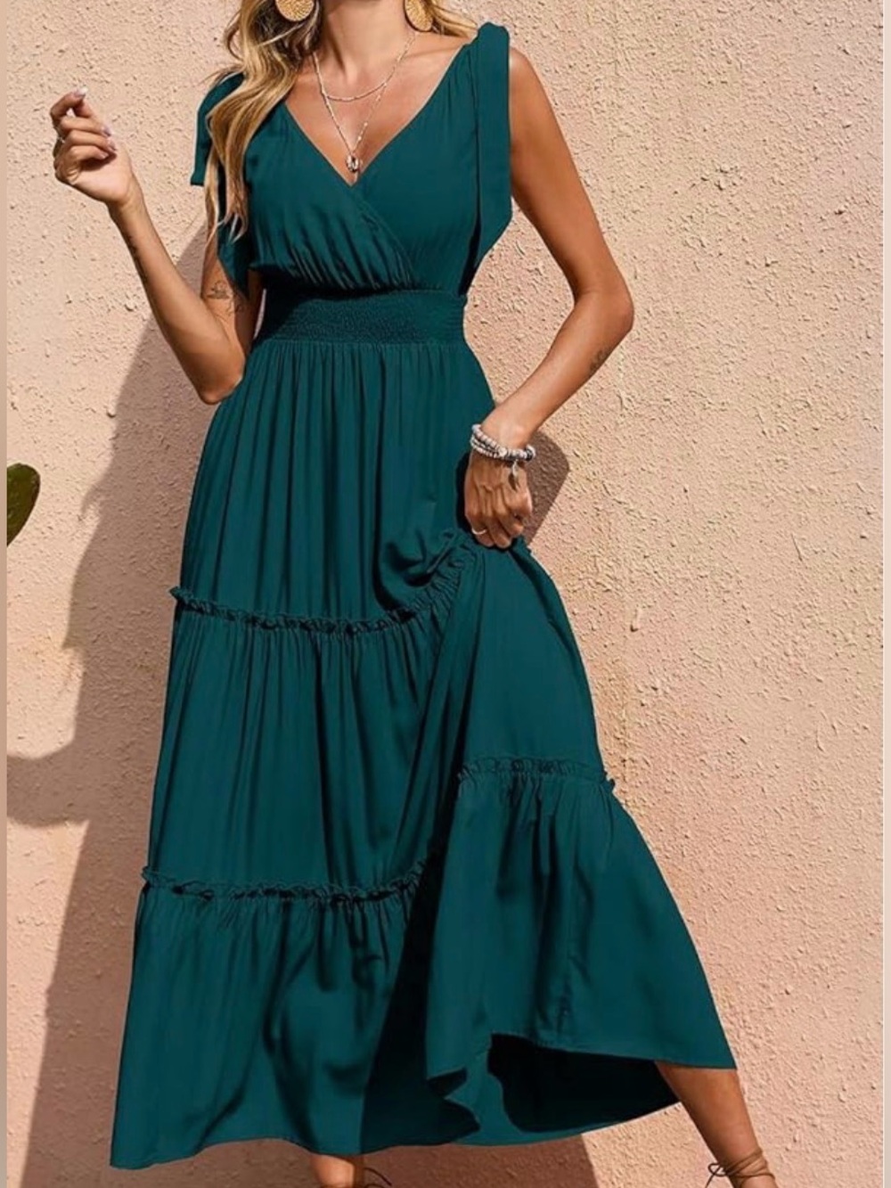 Teal Tie-Shoulder Maxi Dress - Unworn